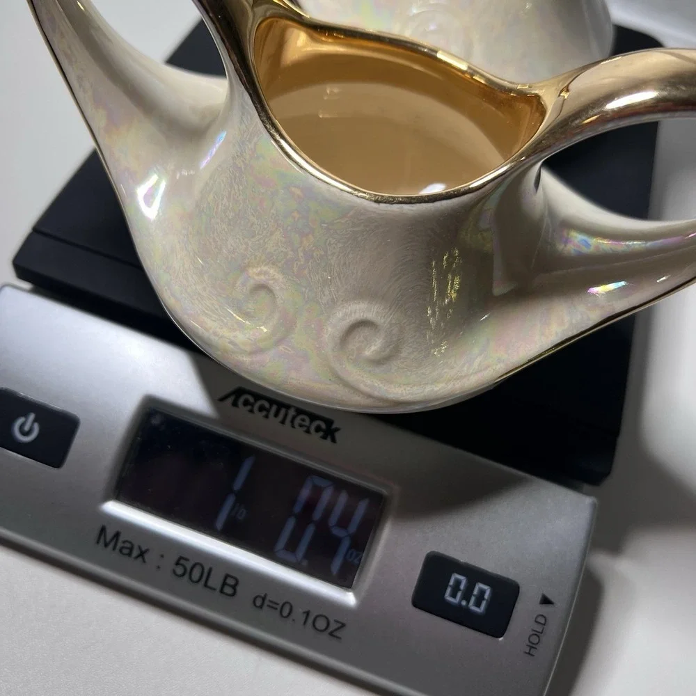 Vtg Pearl China Company Iridescent Lusterware Creamer‎ Sugar 22k Gold Trim